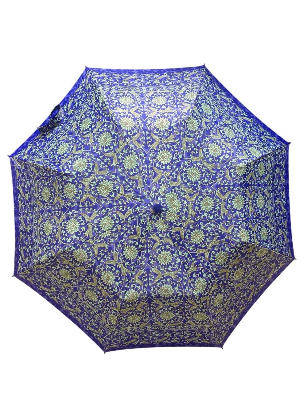 Vintage Christian Dior Purple Blue Gold Green Floral Print Umbrella